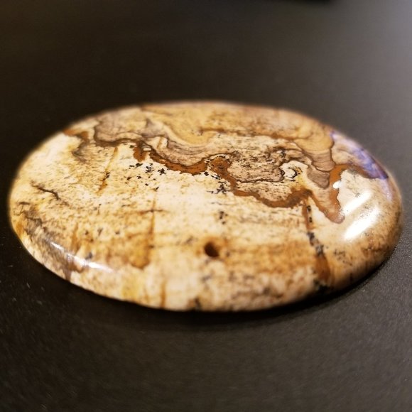 Large Picture Jasper * 48.23 x 5.73mm * Drilled Cabochon * Round Pendant Stone - Picture 6 of 12